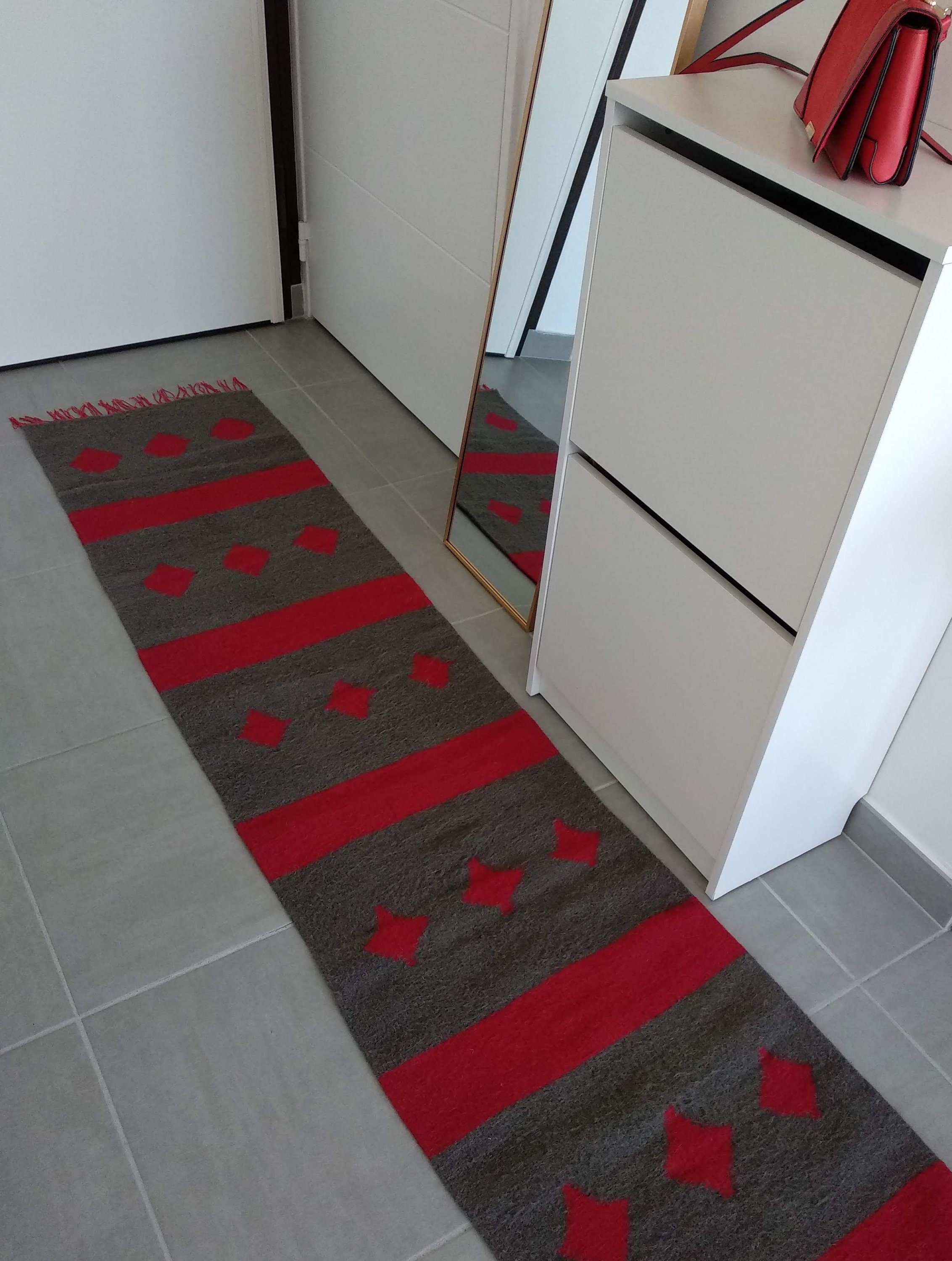Tapis Kilim Laine _ Fait Main_ Format Couloir