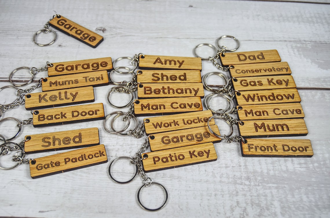 Custom Key Tags Engraved Key Rings Personalized Wooden Key Etsy