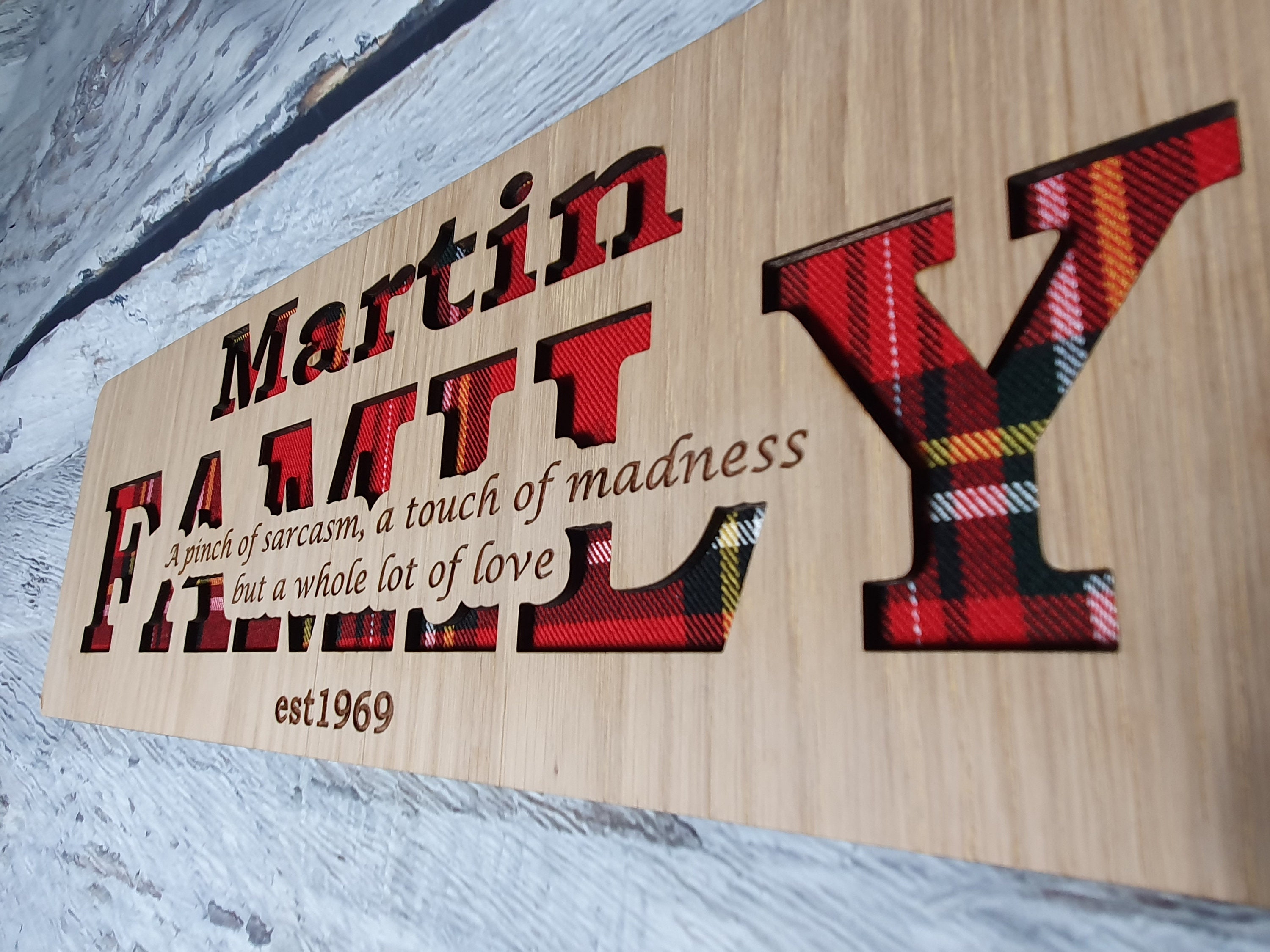 Custom Personalised Wooden Family Name Sign With Personal Etsy UK