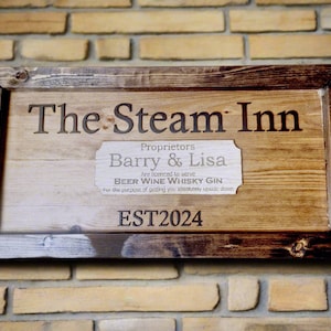 Personalised rustic wooden bar sign, home bar sign