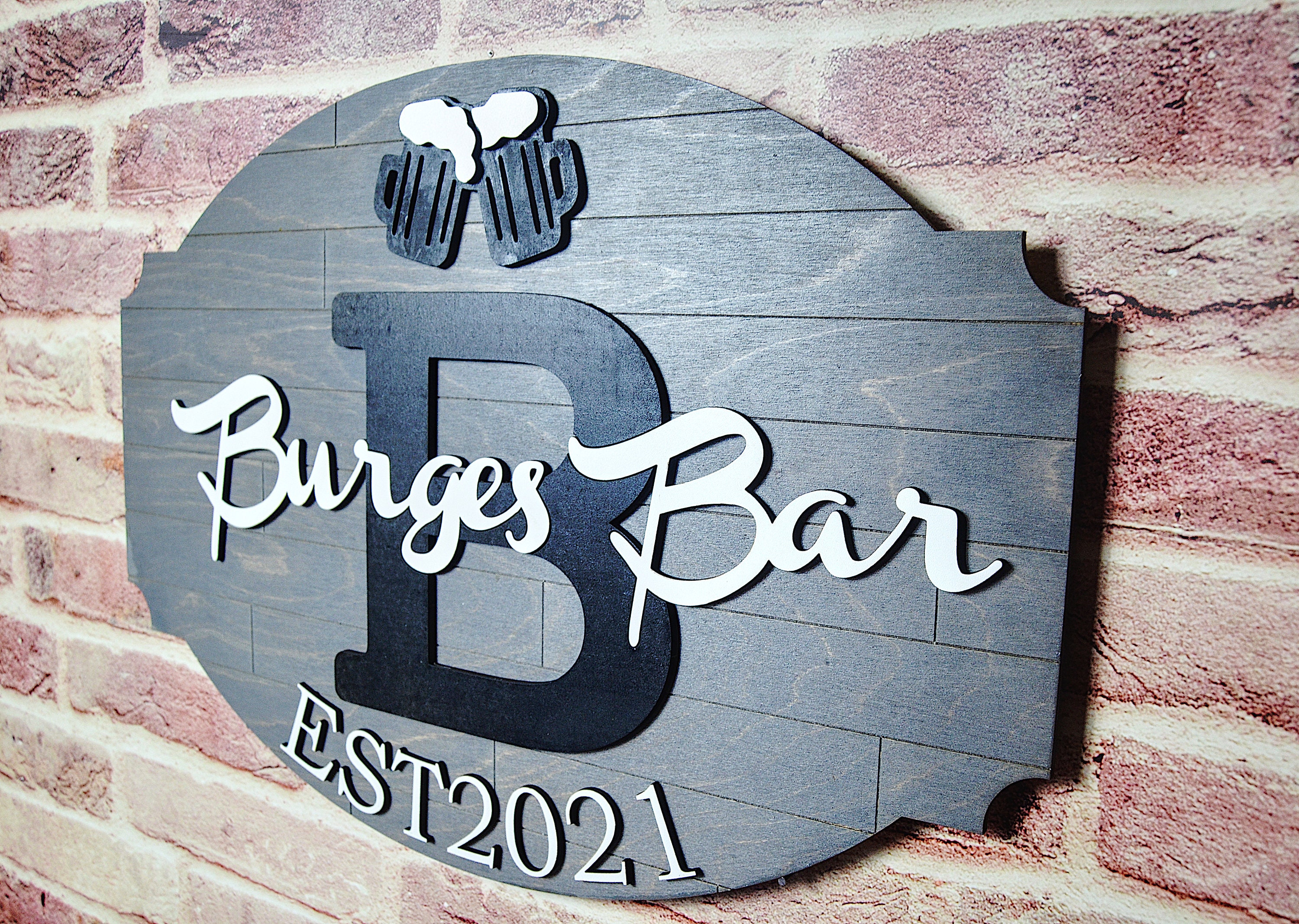Custom Name Bar Sign Tavern Plaque Wood Home Pub Decor Dad Etsy