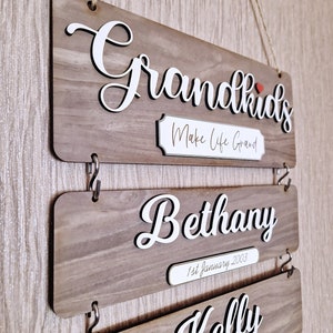Grandchildren's birthday reminder, Grandkids wooden plaque, family tree gift, gift idea for grandparents, wooden grandkids sign image 2