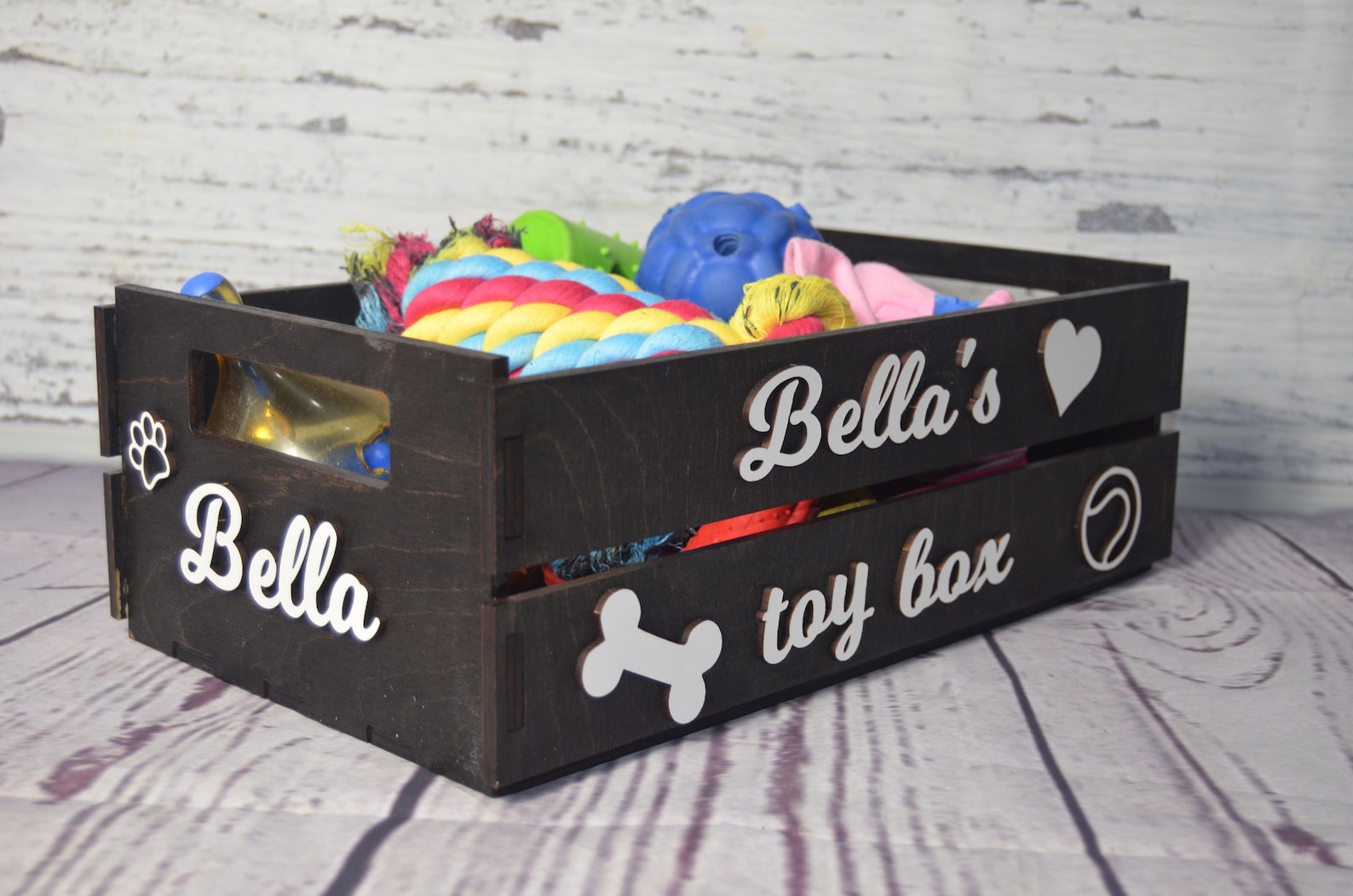 Custom pet toy box. Personalised dog toy box. Choice of Etsy