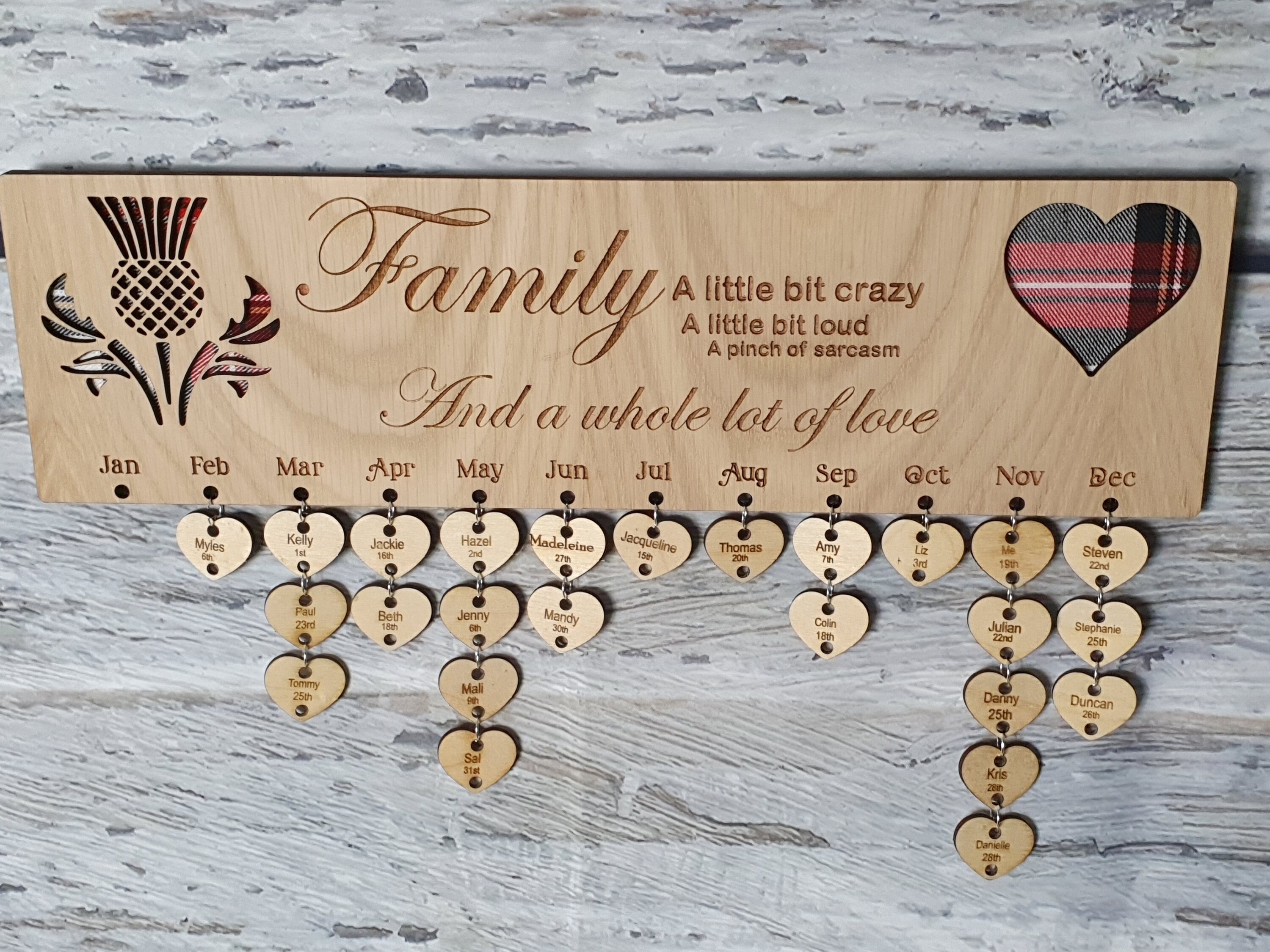 Personalised Wooden Birthday Calendar Custom Hanging Date Etsy