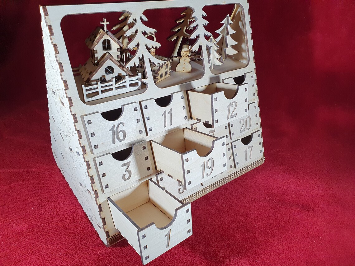 Wooden reusable advent calendar Christmas Calendar Etsy