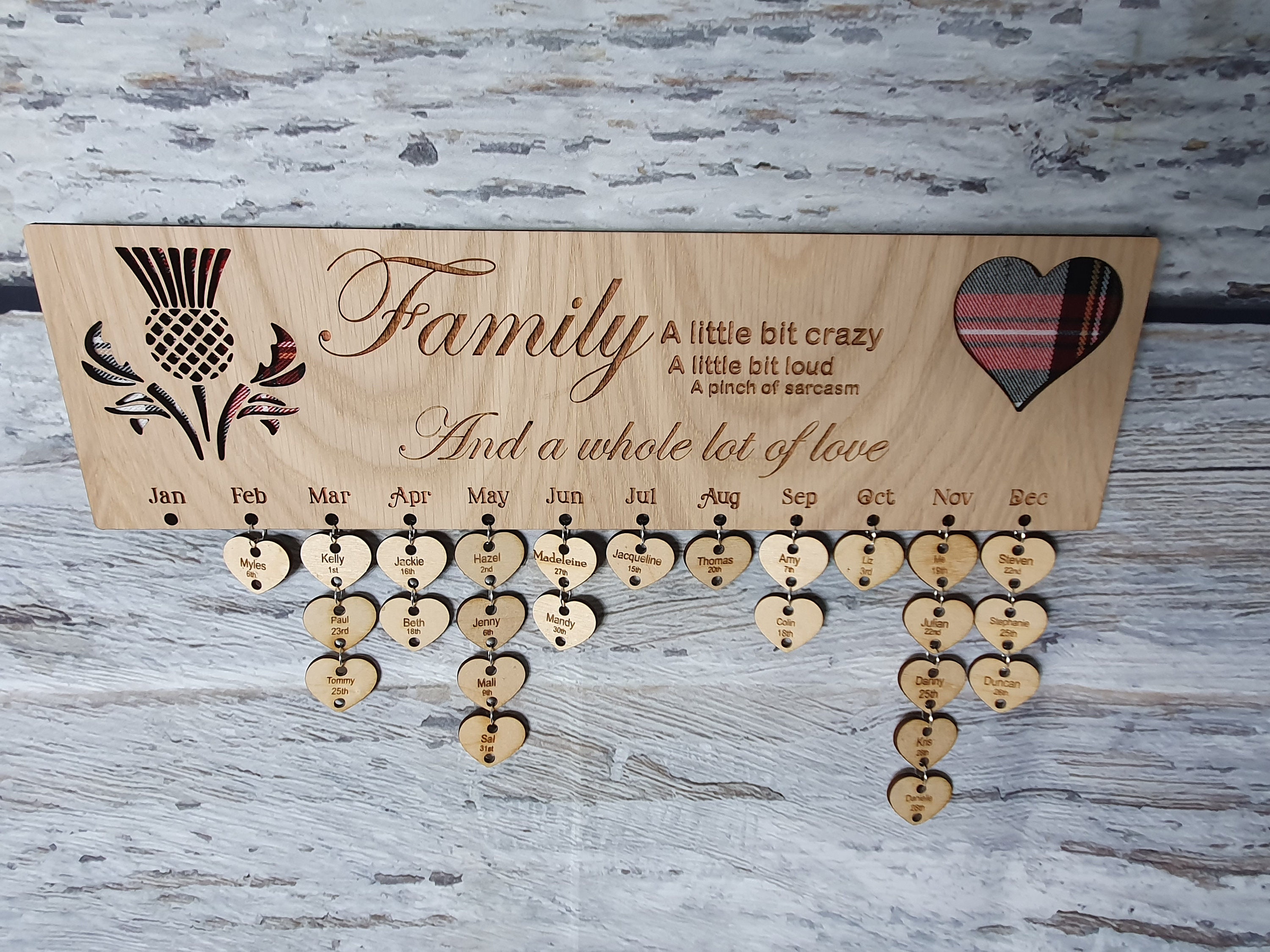 Personalised Wooden Birthday Calendar Custom Hanging Date Etsy