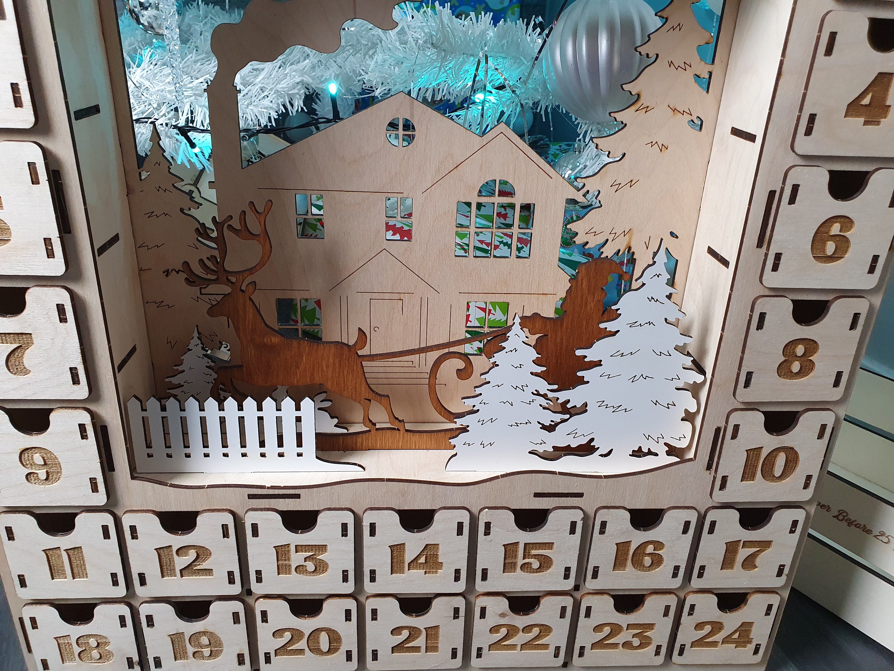 Large Handmade Personalized Advent Calendars Wooden Christmas Etsy