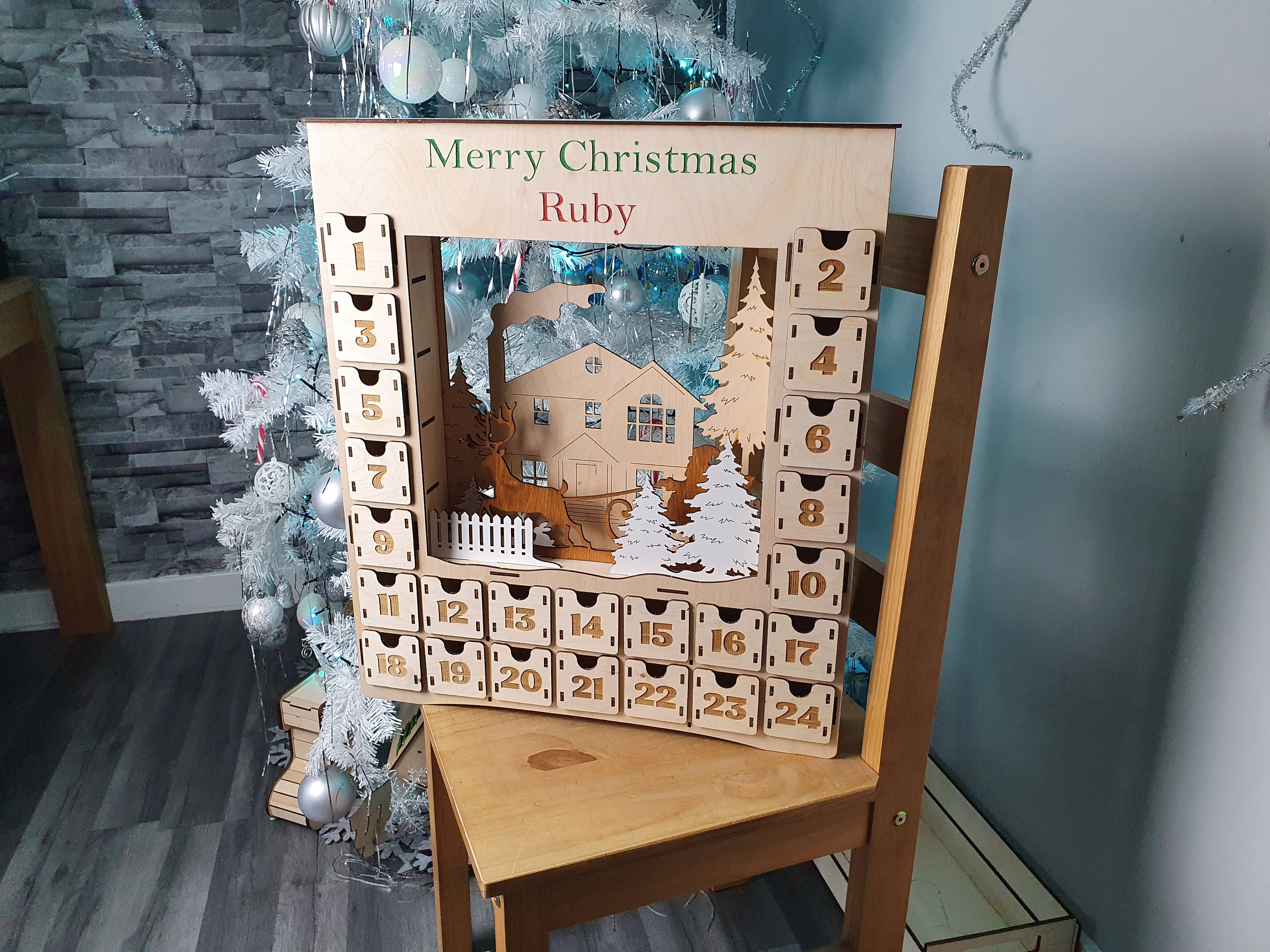 Large Handmade Personalized Advent Calendars Wooden Christmas Etsy