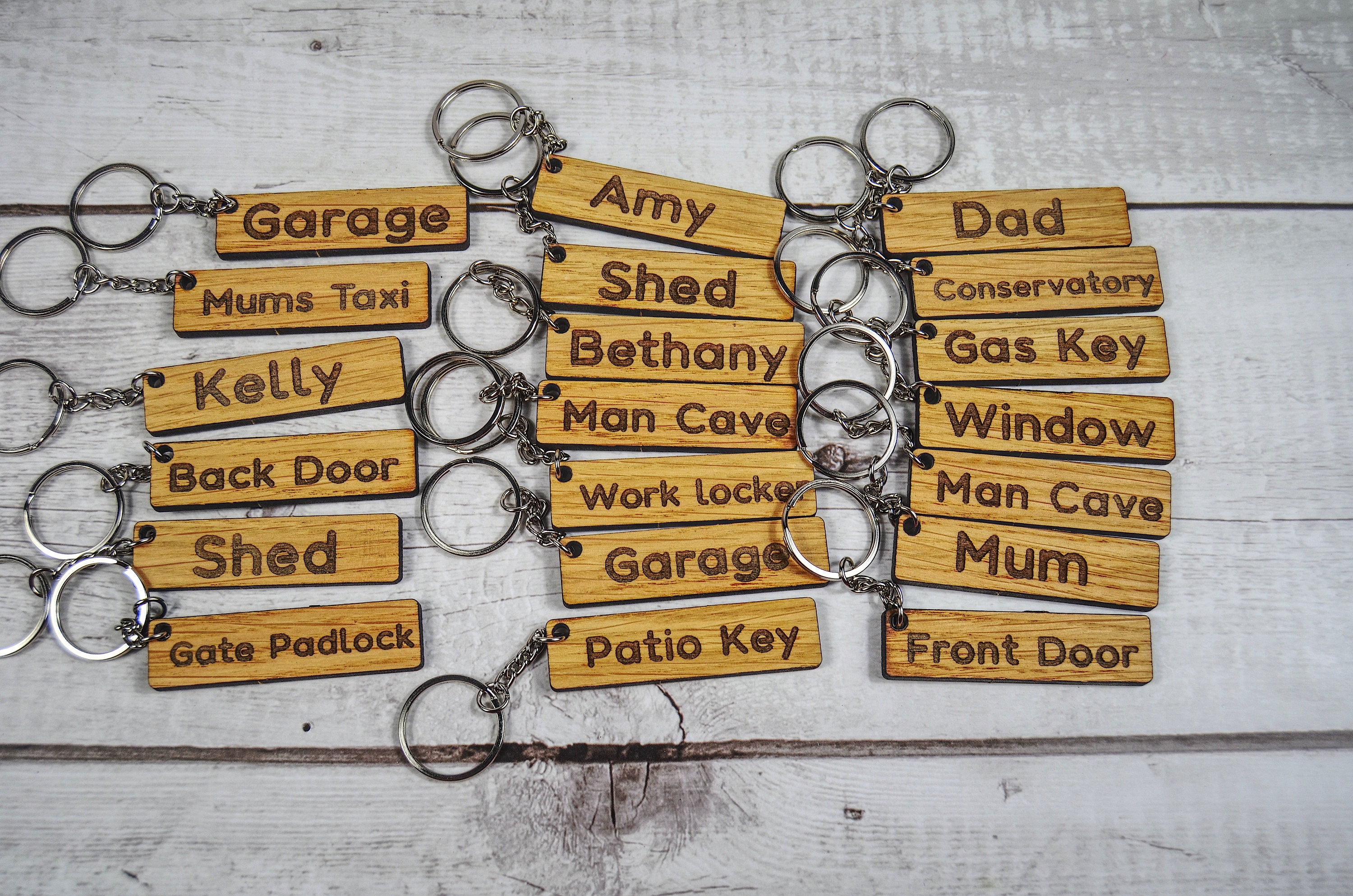 Custom Key Tags Engraved Key Rings Personalized Wooden Key Etsy UK