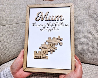 Mothers day piece that holds us all together jigsaw gift, Personalised gift for mum, jigsaw gift