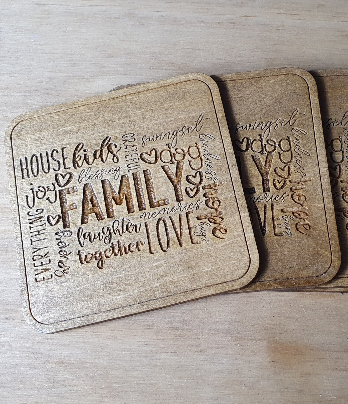 Cork Backed Wooden Coaster. Personalized Wedding Gift Custom Etsy UK