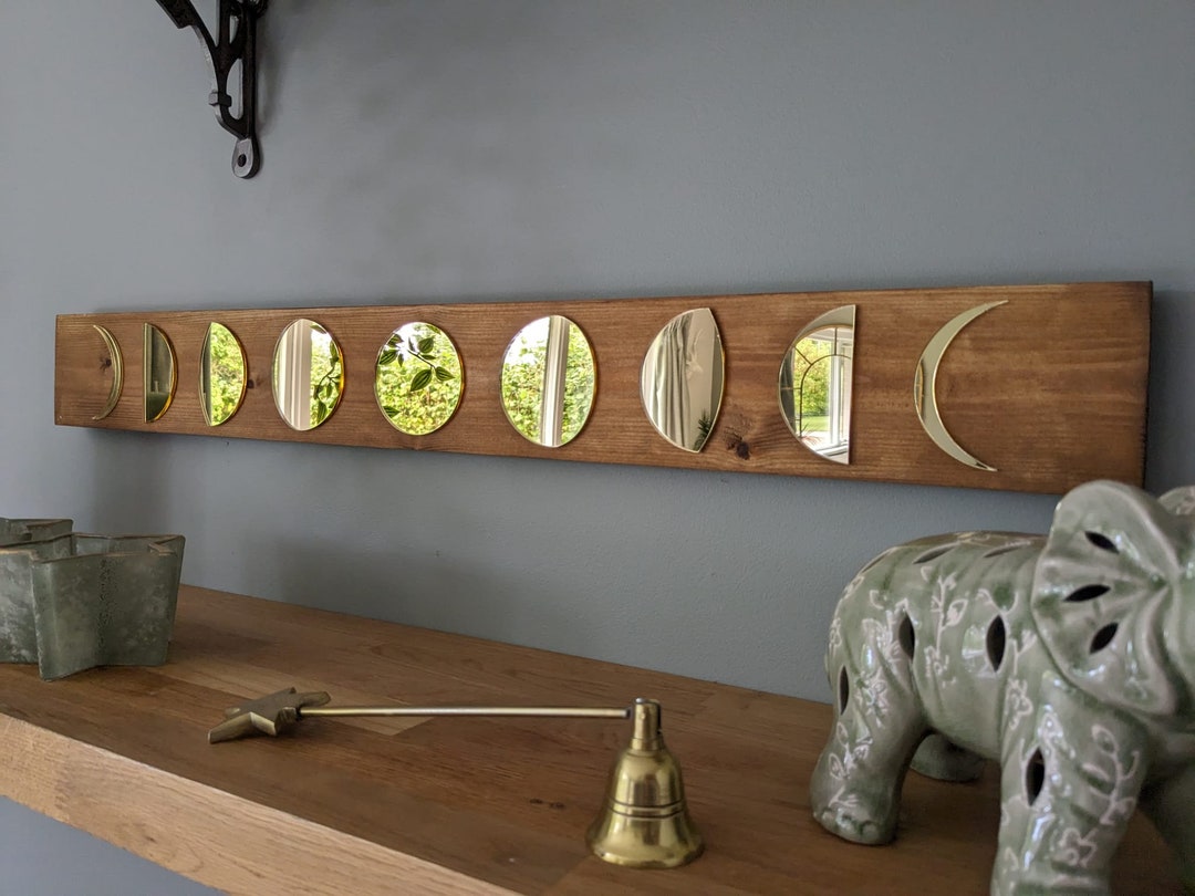 Wooden Moon Phase Wall Décor, Moon Phase Wall Art, Rustic Style Wall ...