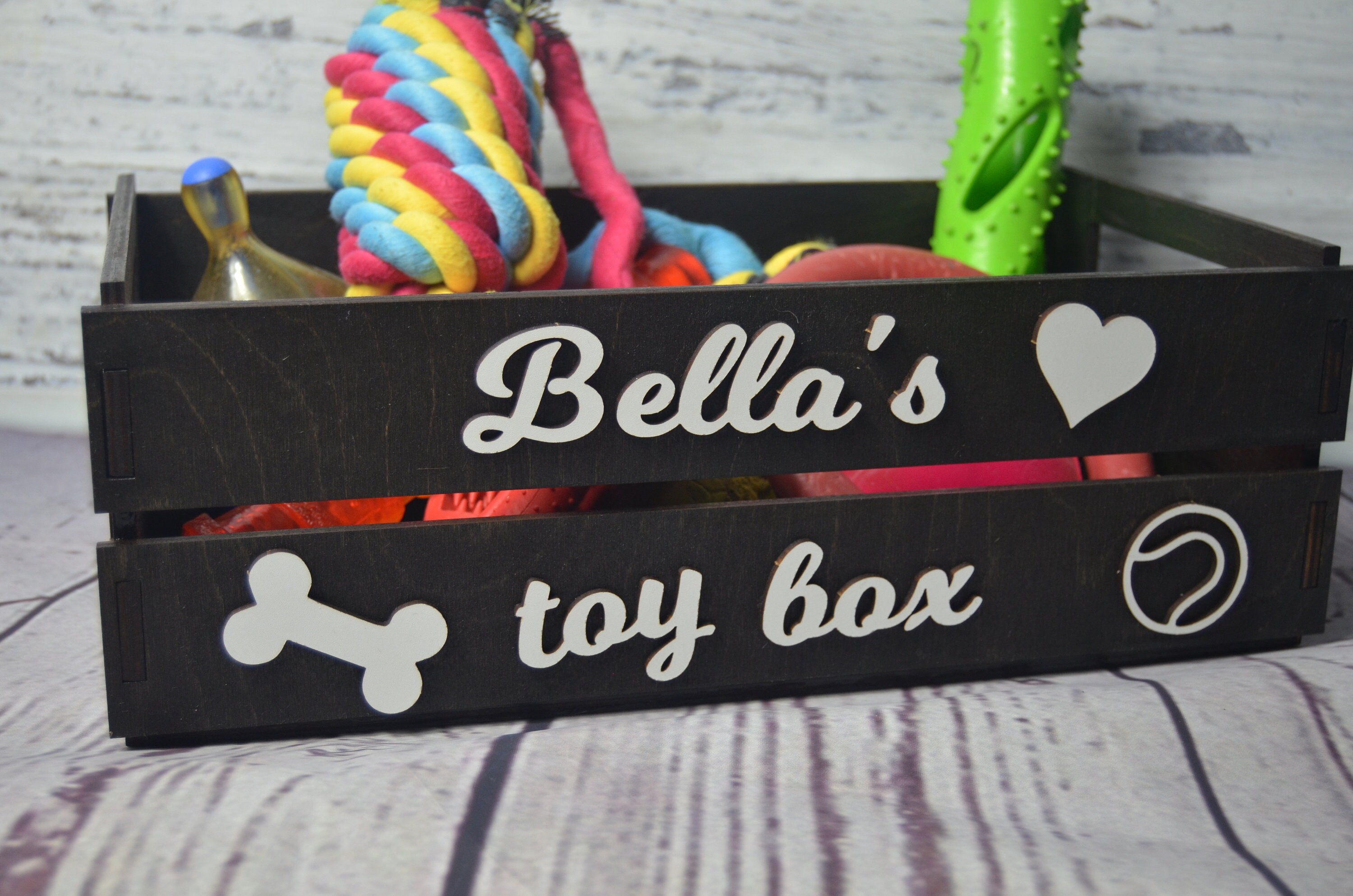 Custom pet toy box. Personalised dog toy box. Choice of Etsy