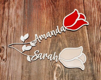 Valentines rose, Custom valentines gift, personalised valentines rose, wooden name rose