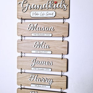 Grandchildren's birthday reminder, Grandkids wooden plaque, family tree gift, gift idea for grandparents, wooden grandkids sign image 5