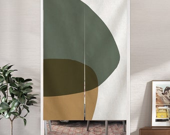 Noren Abstract Geometry Rideau pour salon, rideau de porte nordique, minimalisme Rideau de salle de douche en lin, Valence de porte, Rideau de placard