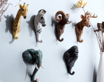 Animals Vintage Wall hooks, Kidsroom hooks,Hat wandhaken, Towel Hook, Towel Hanger , Entryway Coat Rack