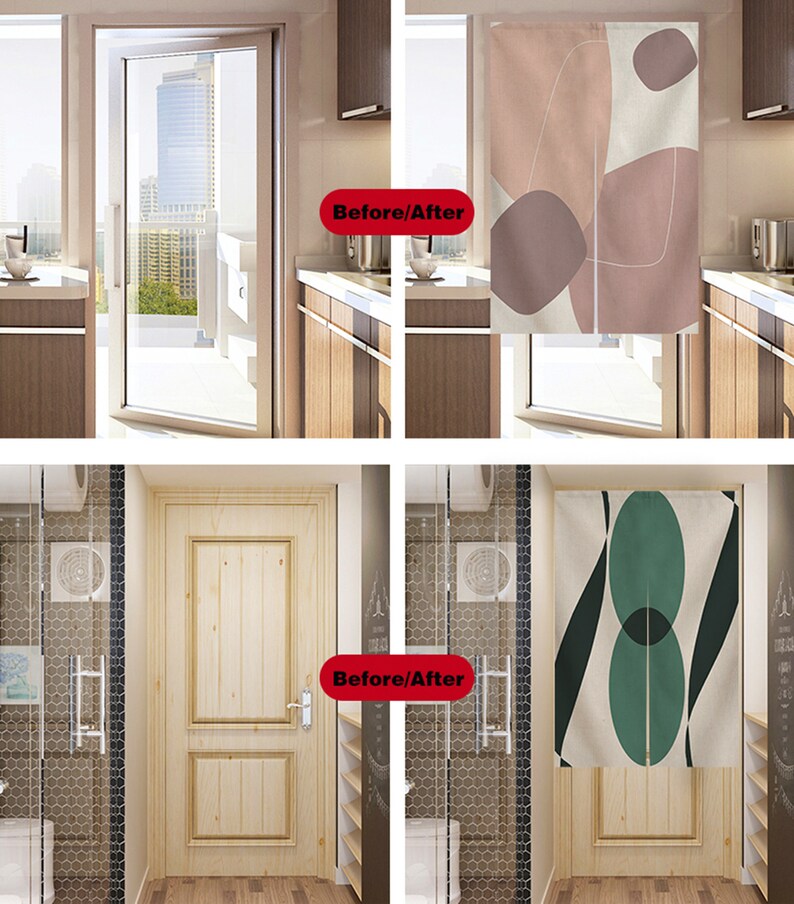 Noren Abstract Geometry Curtain for Living Room,nordic Ins Door Curtain