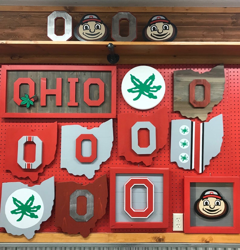Buckeye Leaf Helmet Sticker Framed Wood Sign 12 X 12 Etsy