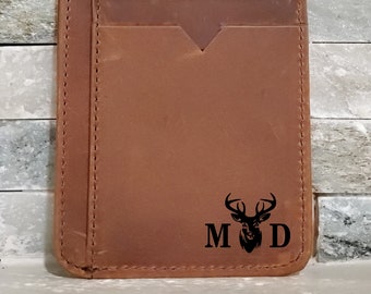 Billetera de cuero minimalista, billetera de bolsillo frontal delgada personalizada, titular de tarjeta para hombres, titular de tarjeta de cuero angustiado, regalo perfecto