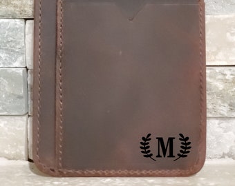 Slim Wallet, Fathers Day Gift, Minimalist Leather Card holder, Personalized Card Holder, Leather Wallet, Custom Card Holder, Gift for Him