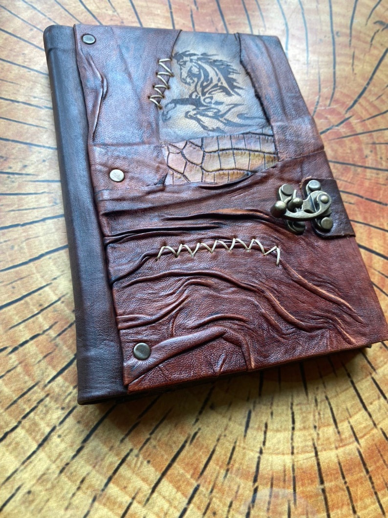 Leather Notebook Embossed Leather Journal Leather Diary - Etsy