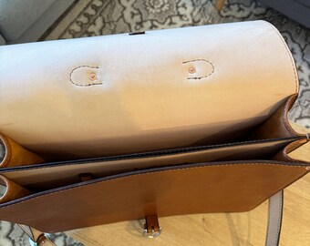 vegetable tanned leather briefcase