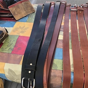 Handmade durable one piece leather belts, black and brown