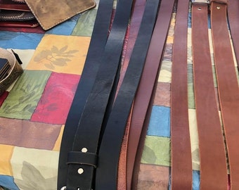 Handmade durable one piece leather belts, black and brown