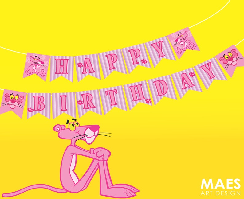 Pink Panther Birthday Party Decoration - Instant Download Printable - Etsy