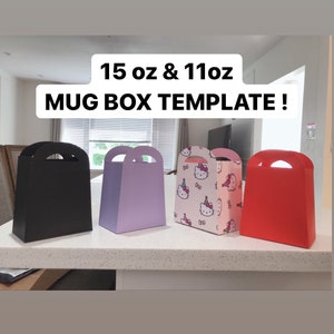 Mug box svg, Mug box template, gift bag svg, gift bag template, 15oz mug, 15oz mug box, mug gift box template,