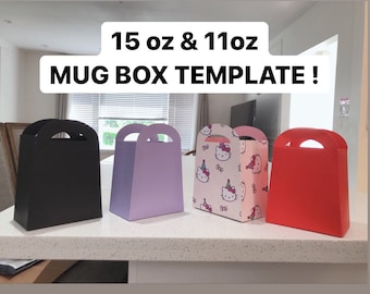 Mug box svg, Mug box template, gift bag svg, gift bag template, 15oz mug, 15oz mug box, mug gift box template,