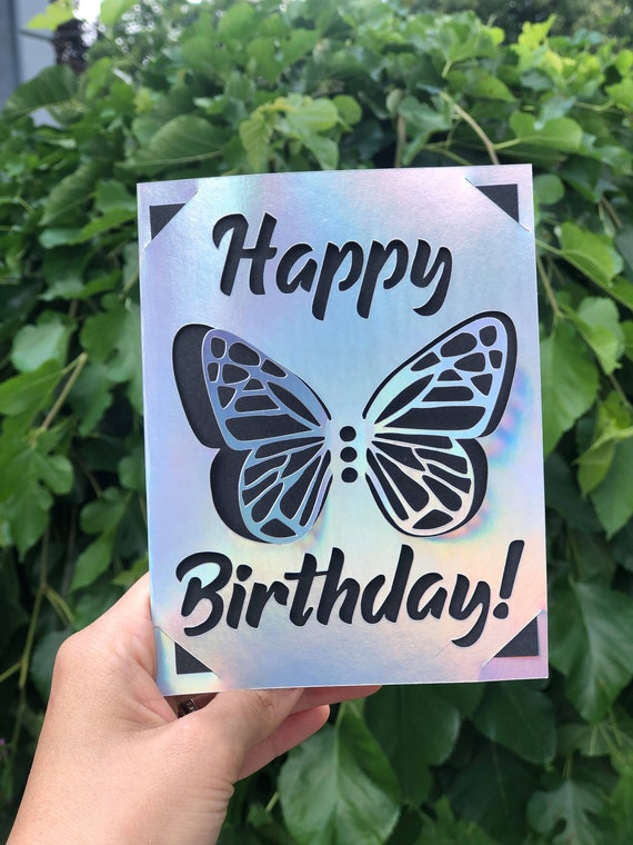 Happy Birthday Card SVG, Butterfly cut out card, Card svg, Cricut, cut out card, happy birthday card, butterfly card, cricut card svg