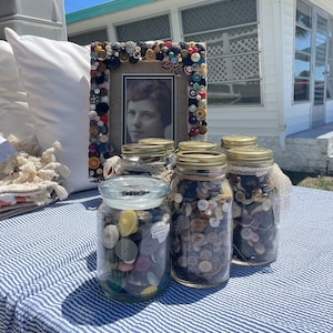 Homemade Vintage Jars filled w/Vintage Button