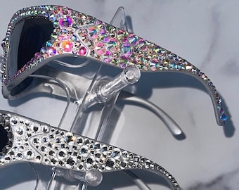 Bling Sunglasses - Select Your Favorite Color ft. AB Coloring Shifting and Black Crystal - Party Glasses Y2K Festivals Concerts