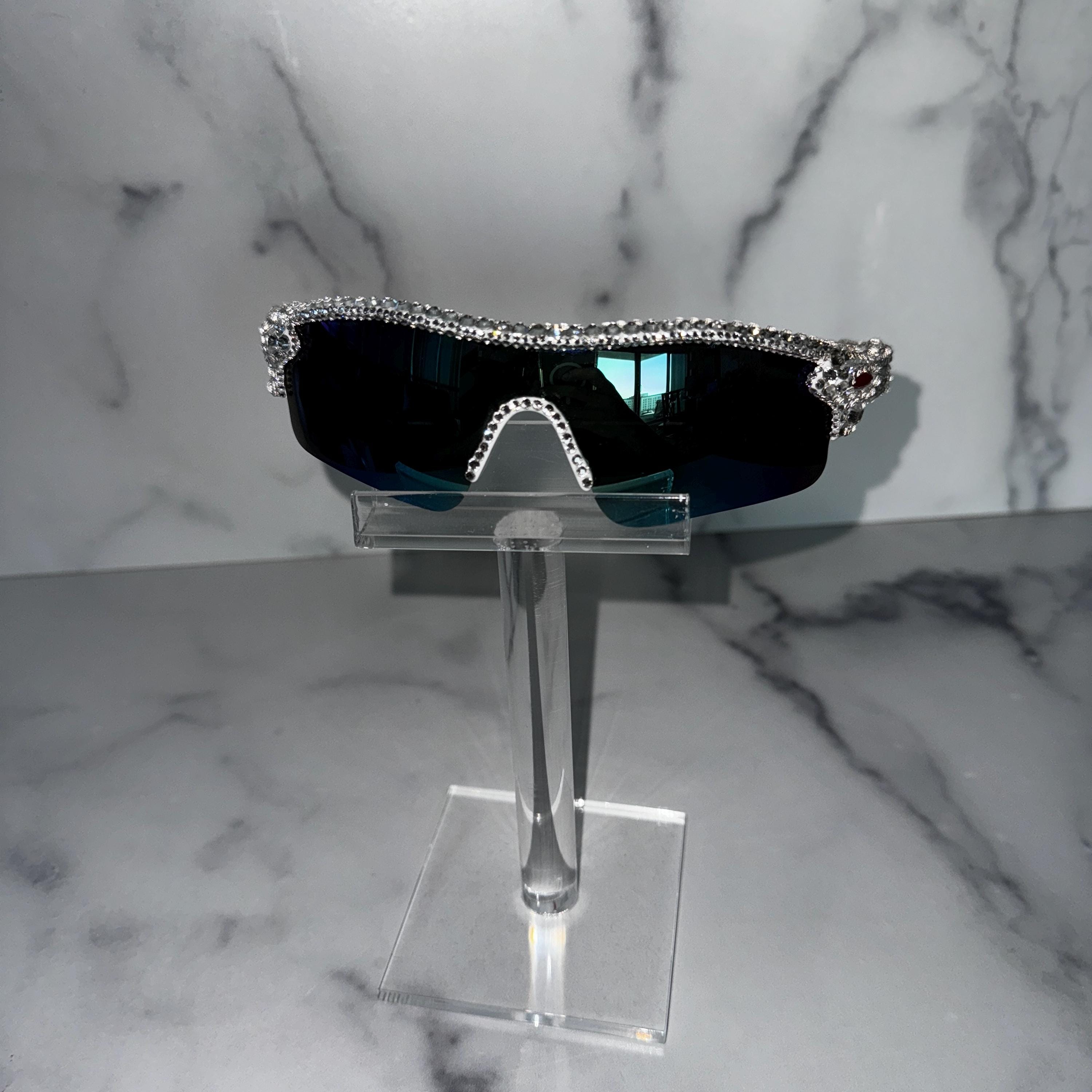 Crystal Sunglasses, Shield Style Reflective Lens Glasses  display picture 3