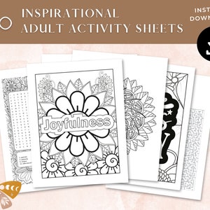 60 Inspirational Self Care Adult Coloring Pages and Activity Book | Gift for her, mom, friend, law of attraction lover