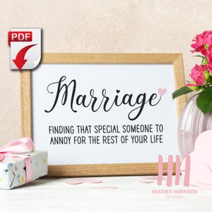 Marriage Funny Card - PDF PRINTABLE DOWNLOAD - A4, U.S. Letter, Card - Funny love gift, husband, wife, valentines, birthday, anniversary