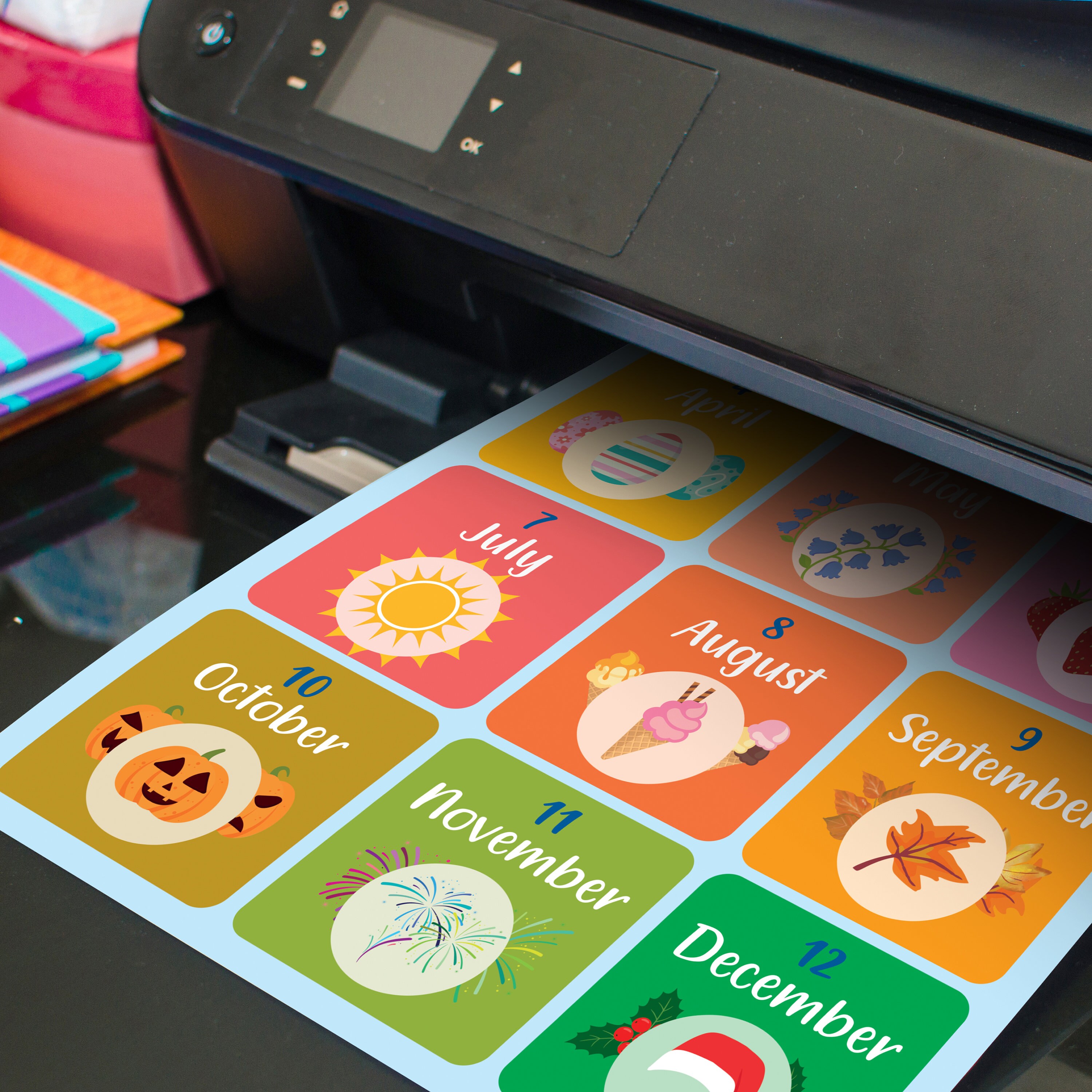 Months of the Year - PDF PRINTABLE DOWNLOAD - A4 and U.S. Letter ...