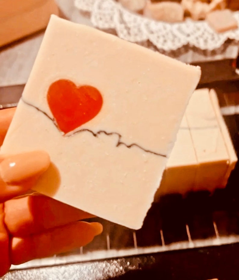 Heartbeat Natural soap Goat powder organic soap Valentines soap love soap image 1