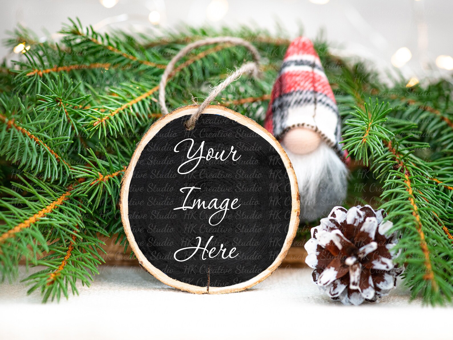 Wood Round Ornament Mockup Christmas Mockup Ornament