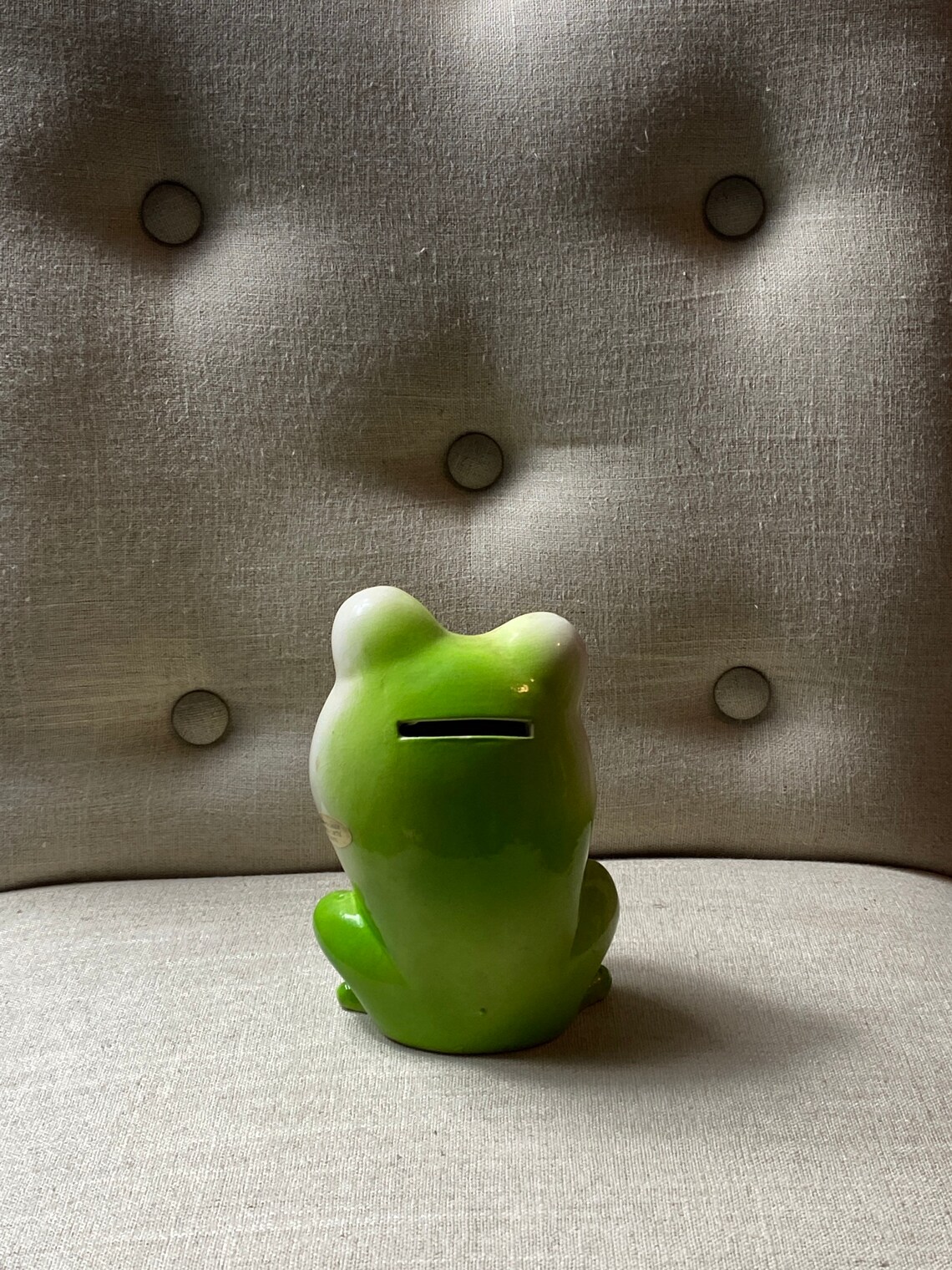 Beautiful Vintage Green Frog piggy bank Etsy