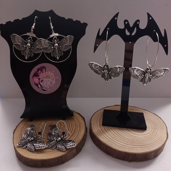 Deathmoth jewellery.  Pair of Death's head moth earrings, necklace, keychain or zipper charm