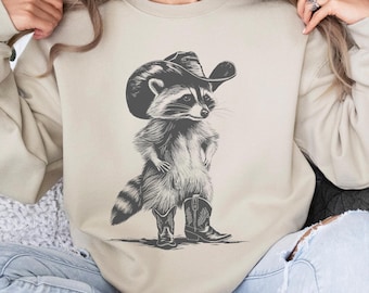 Western Raccoon Sweatshirt, Vintage Cowboy Racoon Shirt, Cute Country Raccoon Sweater