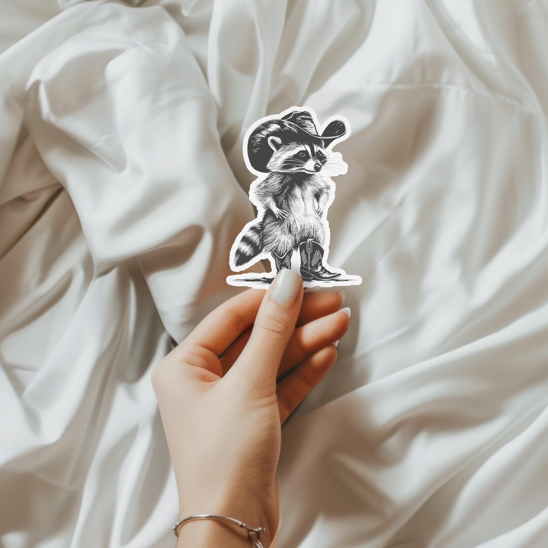 Western Raccoon Stickers, Wild West Animal Decals, Rodeo Raccoon ...