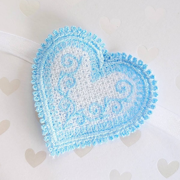 Something Blue Bride Gift on Wedding Day | lace heart bridal bouquet charm | daughter getting married keepsake gift from mother, mom, dad