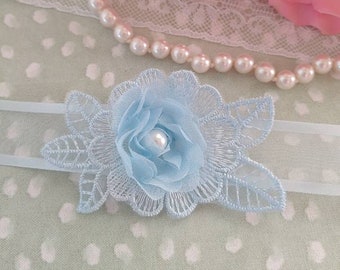 Bride Gift From Mom on Wedding Day | lace flower bridal bouquet charm "Something Blue" | floral ribbon wrap for daughter getting married