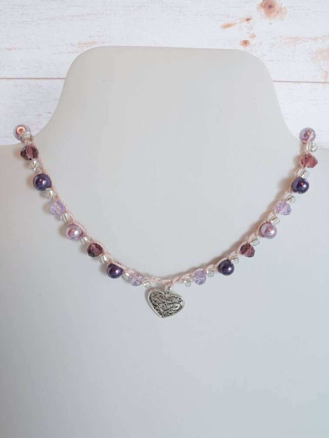 Purple Heart Pendant Necklace Christmas Present or Stocking Etsy