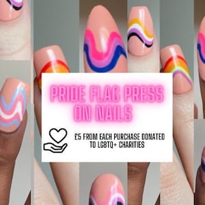 Pride Flag Press On Nails | Charity Nails | Pride Month Nails | Gay Flag | Non Binary Flag | Transgender Flag | Bisexual Flag | False Nails