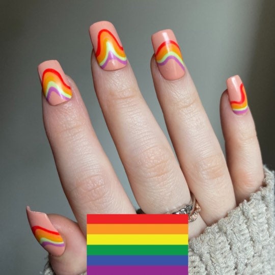 Pride Flag Press On Nails Charity Nails Pride Month Nails | Etsy